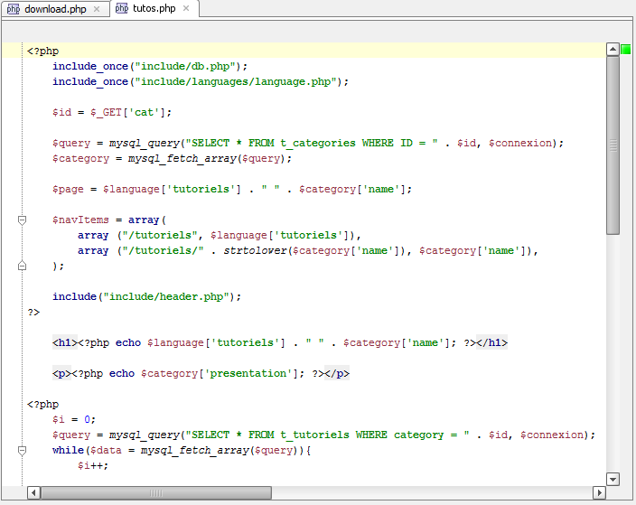 Coloration syntaxique d'un fichier PHP